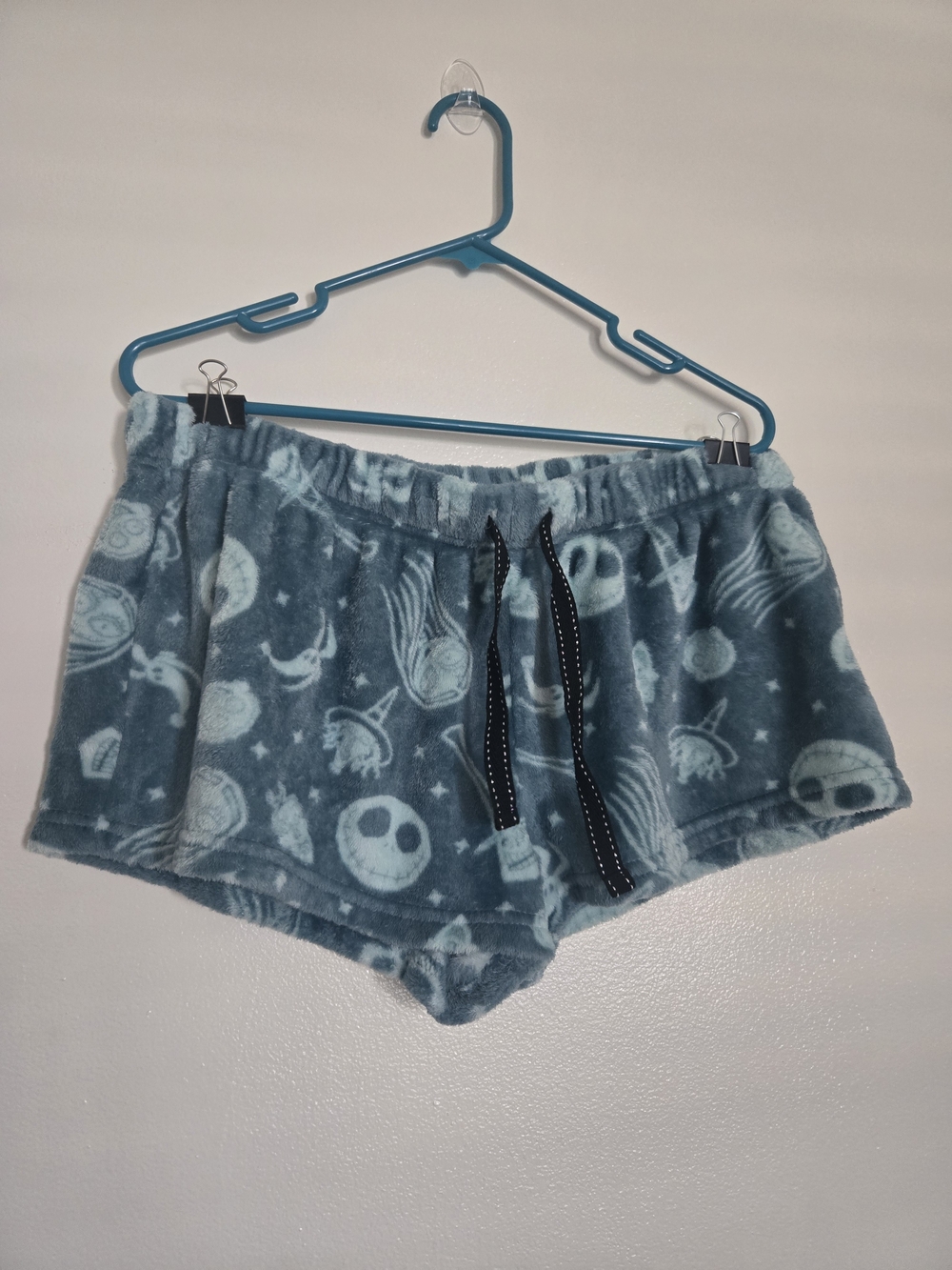 4/$15 Cozy Blue Fleece Lounge Shorts Nightmare Before Christmas Women's Sz L